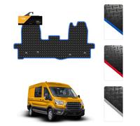 FSW - Tailored Van Mat Blue Trim - Fits Ford Transit Mk8 2016-On - 1 Piece Front Mat - Blue Trimming - 3mm Heavy Duty Rubber - Non Slip Van Mat, Anti Slip Backing - 1Pc