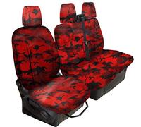 FSW Tailored Van Seat Covers for Ford Transit Custom 2013-On Red Camo | 8 Piece Set Heavy Duty Waterproof Tailored Seat Covers, Commercial Grade, Storage Seat Compatible