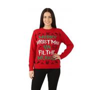 FSXtyle Unisex Christmas Jumper - Merry Christmas You Filthy Muggle Print Knit Pullover Sweater, Funny Xmas Novelty Knitwear for Men & Women (UK, Alpha, M, L, Regular, Regular, Red)