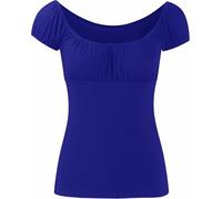 FSXtyle Women’s Lightweight Short Cap Sleeve Stretch Gypsy Top - Soft, Plain Summer Blouse T-Shirt with Elastic Neckline, Plus Sizes 8-22 (UK, Numeric, 12, 14, Regular, Regular, Royal Blue)
