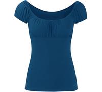 FSXtyle Women’s Lightweight Short Cap Sleeve Stretch Gypsy Top - Soft, Plain Summer Blouse T-Shirt with Elastic Neckline, Plus Sizes 8-22 (UK, Numeric, 12, 14, Regular, Regular, Teal)