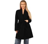 FSXtyle Women’s Long Waterfall Italian Duster Coat - Oversized Belted Winter Jacket with Pockets, Long Sleeve, Warm, Comfortable, Fits UK Sizes 8-14 (UK, Numeric, 8, 10, Regular, Regular, Black)