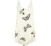 FSXtyle Womens Chiffon Butterfly Print Sleeveless Vest Top - Ladies V-Neck Summer Dip Hem Blouse, Lightweight Plus Size Cami Vest 14-28 (UK, Numeric, 14, Regular, Regular, Cream)
