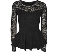 FSXtyle Womens Peplum Popcorn Lace Sequin Top - Elegant Long Sleeve Bodycon Party Blouse, Ladies Evening Peplum Shirt UK Sizes 8-14 (UK, Numeric, 8, 10, Regular, Regular, Black)