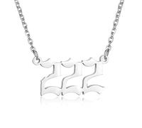 FSYAEGZA Angel Number Necklace Stainless Steel Old English Numerology Jewelry 111 222 333 444 555 666 777 888 999 Lucky Number Minimalist Pendant for Women, Stainless Steel, No Gemstone