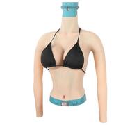 FSYH Half-Body Silicone Breastplate with Arms, Artificial Fake Boobs Enhancer G Cup High Collar Breast Forms for Cosplay,color3,Cotton