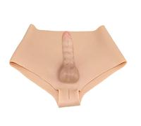 FSYH Penis Panties Men'S Silicone Sissy Crossdresser Panties Triangle Penis With Active Bone for Cosplay Transgender Drag Queen,White,No hair