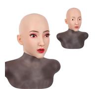 FSYH Realistic Silicone Female Head Mask Full Head Mask Can Makeup for Crossdresser Transgender Halloween Costumes,Bronze,Makeup