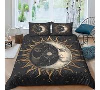 FSYQQASD Bedding Set 3D Printed Sun And Moon Duvet Cover Sets 3 Pcs,Hidden Zipper,Bohemia Comforter Cover,with Pillowcase Quilt Cover Double（200x200cm）