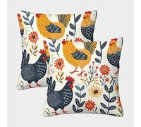 FSYQQASD Chick Cushion Cover Set of 2 Decorative Machine Washable Pillowcases Square Cushions with Invisible Zipper Cushion Covers for Living Room Sofa Couch Bed Throw Pillow Case 50x50cm