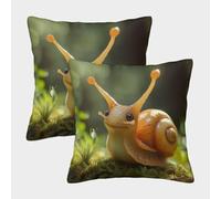 FSYQQASD Cute Snail Homeware Cushions Set of 2 with Invisible Zipper Decorative Pillow Cases for Sofa Bed Livingroom Bedroom 45x45cm
