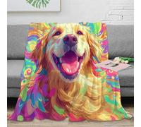 FSYQQASD Golden Retriever Blanket 3D Printed Animal Dog Flannel Throw Bedding Plush Soft Cozy Fluffy Gifts for Bed And Couch for Boys Girls All Season 40x50inch(100x130cm)