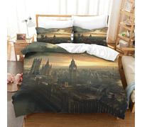 FSYQQASD London Landscape Quilt Cover 3D Print Cityscape Duvet Cover Super King(260x220cm) Bedding 3 Pcs Set With Pillow Case And Zippes Comforter Cover Microfiber Suitable for Boys And Girls