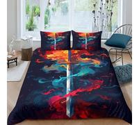 FSYQQASD Sword Duvet Cover Sets 3D Printing Weapons Duvet Cover Double(200x200cm) Soft Microfibre Bedding Set 3 Pcs with Pillow Cases,for Boys Girls And Adults