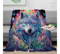 Wolf King Blanket Bedding Throw 3D Printed Flannel Cool Animal Soft Cozy Plush Gifts Fluffy All Season Couch Sofa 60x80inch(150x200cm)