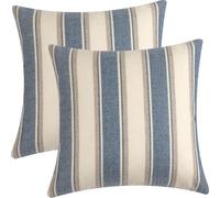 FSZhenZuan Pack of 2 Cushion Covers 40x40cm Decorative Blue Striped Throw Pillow Covers Boho Soft Retro Pillowcases with Invisible Zipper for Couch Bed Living Room Home Decor