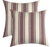 FSZhenZuan Pack of 2 Cushion Covers 40x40cm Decorative Red Striped Throw Pillow Covers Boho Soft Retro Pillowcases with Invisible Zipper for Couch Bed Living Room Home Decor