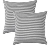 FSZhenZuan Pack of 2 Cushion Covers 40x40cm Decorative Throw Pillow Covers Black Striped Soft Square Pillowcases with Invisible Zipper for Sofa Couch Bed Home Decor