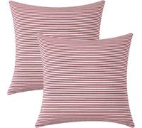 FSZhenZuan Pack of 2 Cushion Covers 40x40cm Decorative Throw Pillow Covers Red Striped Soft Square Pillowcases with Invisible Zipper for Sofa Couch Bed Home Decor