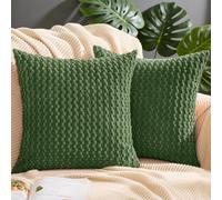 FSZhenZuan Pack of 2 Cushion Covers 40x40cm Soft Corduroy Throw Pillow Covers Decorative Pillows Square Cushion Cases Boho Pillowcases for Couch Bed Living Room Home Decor, Olive Green
