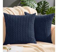 FSZhenZuan Pack of 2 Cushion Covers 45x45cm Soft Corduroy Throw Pillow Covers Decorative Pillows Square Cushion Cases Boho Pillowcases for Couch Bed Living Room Home Decor, Navy Blue