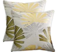 FSZhenZuan Pack of 2 Cushion Covers 45x45cm Soft Throw Pillow Covers Decorative Palm Leaves Square Cushion Pillow Covers for Home Couch Bed Sofa Decor