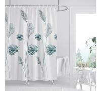 FSZhenZuan Shower Curtain 150x200cm Drop Water Repellent Shower Curtain with Hooks Washable Thicken Polyester Fabric Palm Leaf Decorative Bathroom Curtains, Weighted Hem