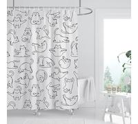 FSZhenZuan Shower Curtain 200x200cm Drop Water Repellent Shower Curtain with Hooks Washable Thicken Polyester Fabric Cartoon Cats Decorative Bathroom Curtains, Weighted Hem
