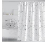 FSZhenZuan Shower Curtain 240x200cm Drop Water Repellent Shower Curtain with Hooks Washable Polyester Fabric White Abstract Decorative Bathroom Curtains, Weighted Hem