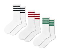 Fszsaa Casual Striped Crew Socks for Women - Mid Calf Athletic Novelty Ribbed Tube Socks, 3pack-fun Striped Multicolor, One size