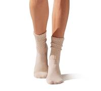 Fszsaa Crew Socks For Women Multipairs Cotton Cushioned Athletic Socks Retro Slouch Socks Mid Calf Rib Tube Socks, Beige(1-pack), One Size