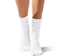 Fszsaa Crew Socks For Women Multipairs Cotton Cushioned Athletic Socks Retro Slouch Socks Mid Calf Rib Tube Socks, White(1-pack), One Size