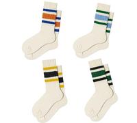 Fszsaa Fun Novelty Socks For Women Striped Retro Crew Socks Sporty Calf Socks Casual Cotton Socks Women, 4pack-e Multicolor, One size