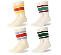 Fszsaa Fun Novelty Socks For Women Striped Retro Crew Socks Sporty Calf Socks Casual Cotton Socks Women, 4pack-fun Striped Crew Socks-g-series, One size
