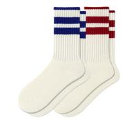 Fszsaa Fun Novelty Striped Retro Crew Socks For Women Sporty Calf Casual Cotton Socks Women, 2pack-fun Crew Socks-prussian Blue/Red, One size