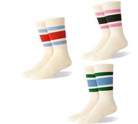 Fszsaa Funny Novelty Socks For Women Striped Retro Crew Socks Sporty Mid Calf Socks Casual Cotton Socks Women, 3pack-fun Striped Crew Socks-k-series, One size