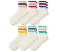Fszsaa Novelty Socks For Women Striped Retro Mini Crew Socks Sporty Calf Socks Casual Cotton Ankle Socks Women, 6pack-quarter Socks Striped Multicolor D, One size