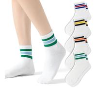 Fszsaa Novelty Socks For Women Striped Retro Mini Crew Socks Sporty Calf Socks Casual Cotton Ankle Socks Women, Ankle 4pack-striped Multicolor, One size
