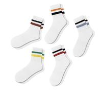 Fszsaa Novelty Socks For Women - Striped Retro Mini Crew Sporty Calf Casual Cotton Ankle Socks, 5-Pack Multicolor, One Size