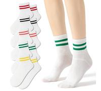 Fszsaa Novelty Socks For Women - Striped Retro Mini Crew Sporty Calf Casual Cotton Ankle Socks, 5 Pack Quarter Crew Socks-a, One size