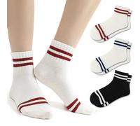 Fszsaa Womens 5 Pack Quarter Crew Socks Striped Retro Socks Sporty Socks Novelty Cotton Ankle Socks For Women, 3 Pack Quarter Crew Socks-c, One Size