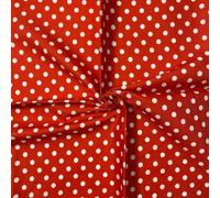 FT Fashion Track Cotton Fabric - 44" / 111cm Wide Fabric 8mm 100% Cotton Polka Dot for DIY, Home Décor, Dresses - Red on White (1 Metre)