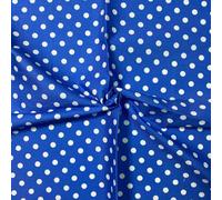 FT Fashion Track Cotton Fabric - 44" / 111cm Wide Fabric 8mm 100% Cotton Polka Dot for DIY, Home Décor, Dresses - Royal Blue on White (2 Metre)