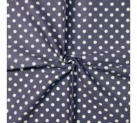 FT Fashion Track Cotton Fabric - 44" / 111cm Wide Fabric 8mm 100% Cotton Polka Dot for DIY, Home Décor, Dresses - Blue on White (3 Metre)