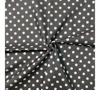 FT Fashion Track Cotton Fabric - 44" / 111cm Wide Fabric 8mm 100% Cotton Polka Dot for DIY, Home Décor, Dresses - Black on White (2 Metre)