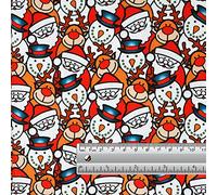 FT Fashion Track Cotton for Christmas Decorations and Halloween Xmas Prints - 100% Cotton Christmas Fabric 111cm / 44” Wide for Quilting & DIY Sewing (Santa Helper, 3 Metre)