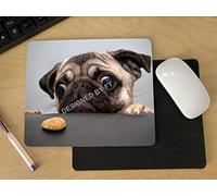 FT FLYINGTURTLES Hungry Pug - Funny Gift Premium Mouse mat pad designed