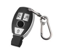FT FUNTOR Car Key Case for Mercedes Benz,TPU Leather Texture for Mercedes Key Case with 3 Buttons,Fit for Mercedes Benz A B C E S V W R CL ML CLK W176 W245 A203 W204 W211 W245 with Keychain(C-Silvery)