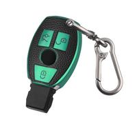 FT FUNTOR Car Key Case for Mercedes Benz,TPU Leather Texture for Mercedes Key Case with 3 Buttons,Fit for Mercedes Benz A B C E S V W R CL ML CLK W176 W245 A203 W204 W211 W245 with Keychain (C-Green)