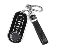 FT FUNTOR for Fiat Key fob Cover,3-button Silicone Keycase,360 Degree Car Key Case Protector with Keychain Compatible with 500L/Brava/Bravo/Doblo/Ducato/Fiorino/Punto/Panda (Black)
